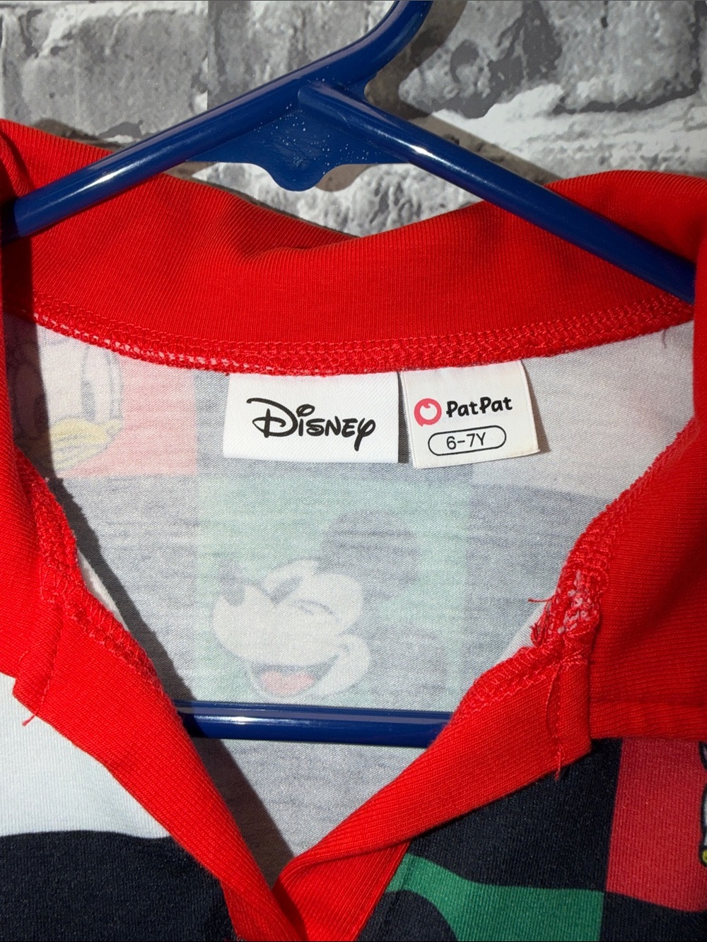 Disney Red Collar Checkerboard Character Dress with Multi-Colored Squares - Picture 2 of 9